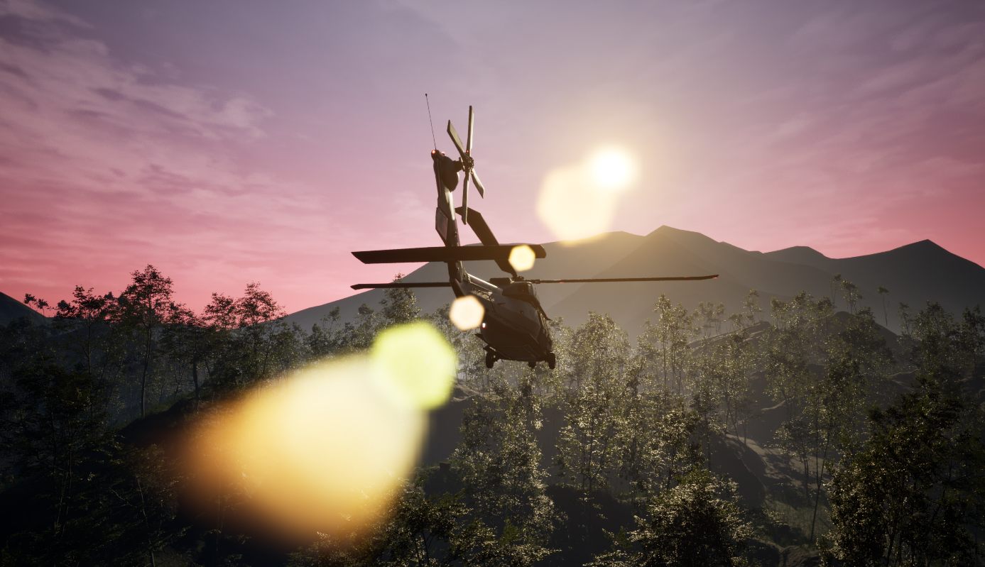 Helicopter at dusk